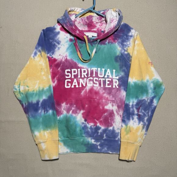 Spiritual Gangster Tops - Spiritual Gangster Tie Dye Spell Out Hoodie Small EUC Pullover Yoga Athleisure